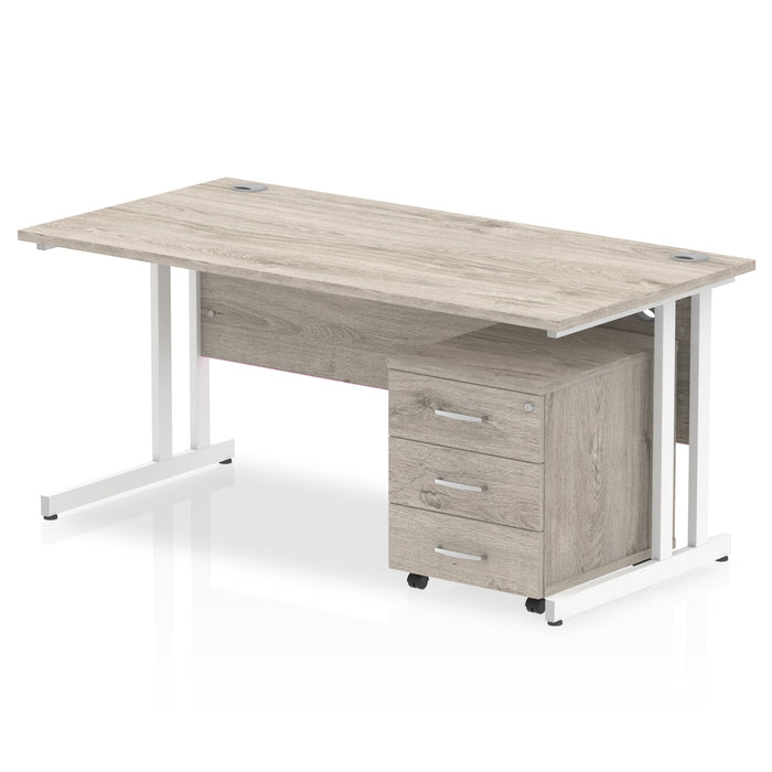 EE - Impulse 1600mm Cantilever Straight Desk With Mobile Pedestal