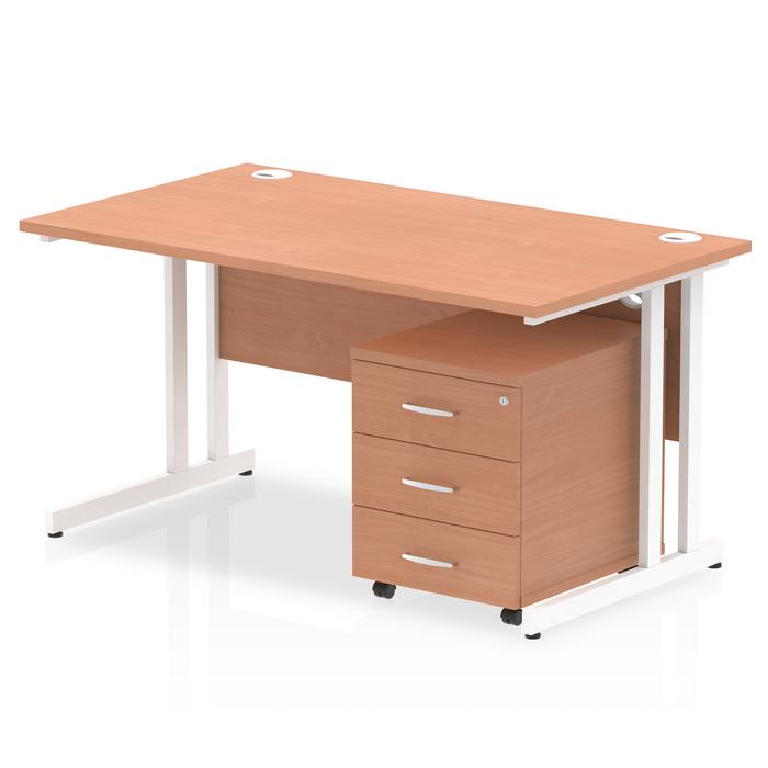 OE - Impulse 1400mm Cantilever Straight Desk With Mobile Pedestal
