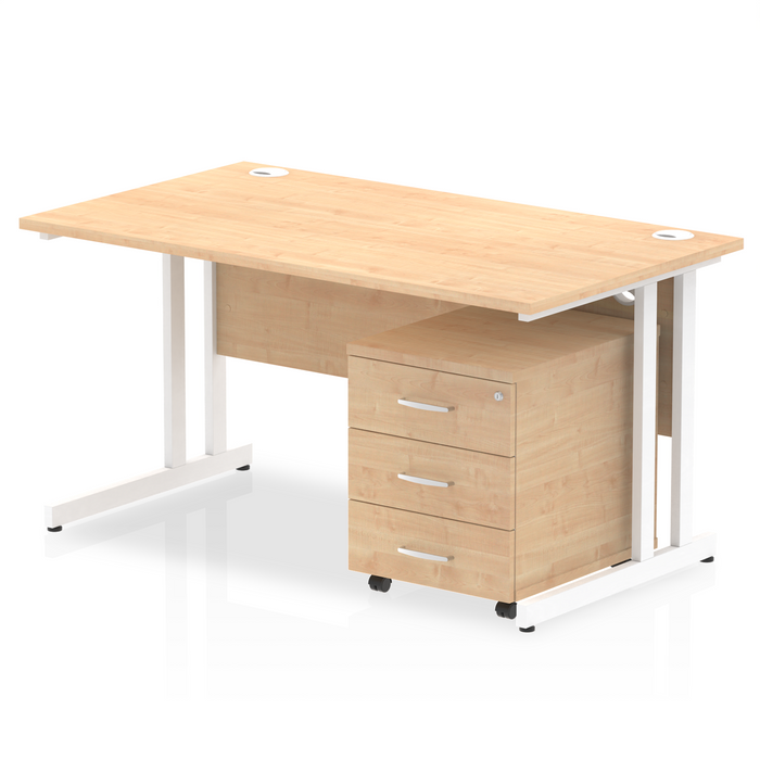 EE - Impulse 1400mm Cantilever Straight Desk With Mobile Pedestal
