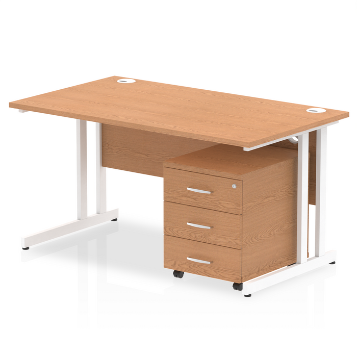 OE - Impulse 1400mm Cantilever Straight Desk With Mobile Pedestal