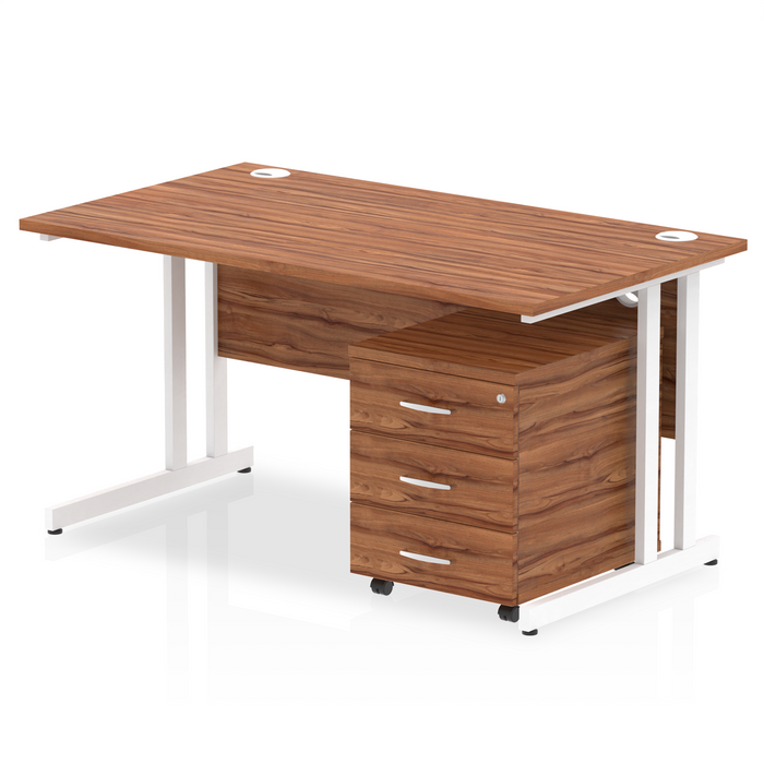 OE - Impulse 1400mm Cantilever Straight Desk With Mobile Pedestal