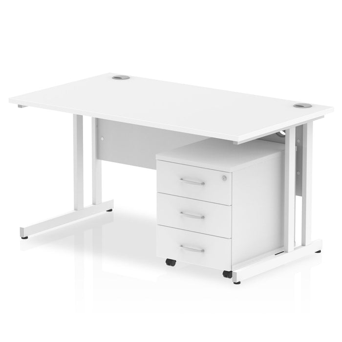 EE - Impulse 1400mm Cantilever Straight Desk With Mobile Pedestal