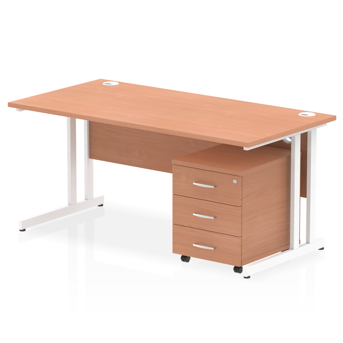 OE - Impulse 1600mm Cantilever Straight Desk With Mobile Pedestal