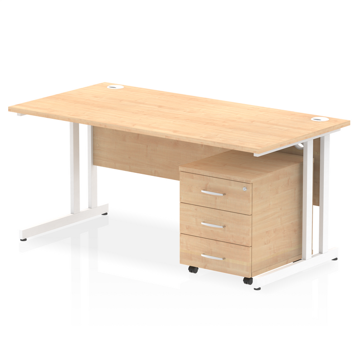 EE - Impulse 1600mm Cantilever Straight Desk With Mobile Pedestal