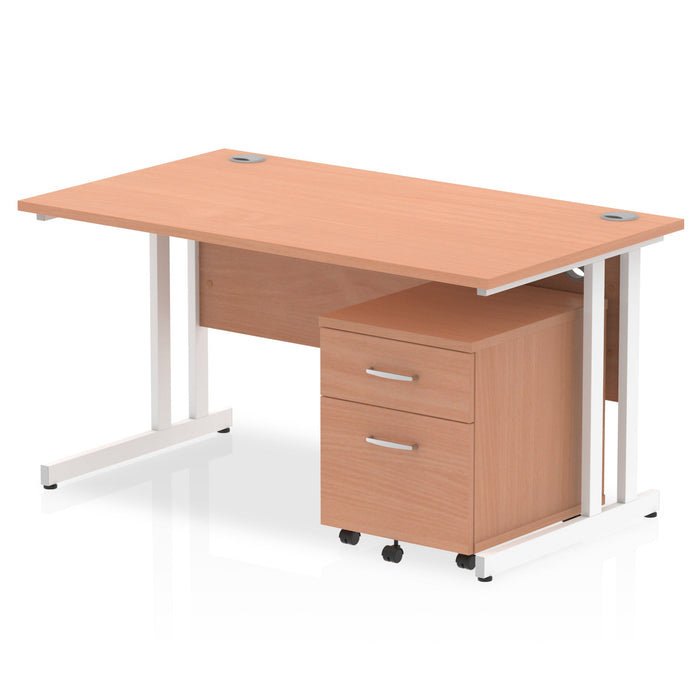 EE - Impulse 1400mm Cantilever Straight Desk With Mobile Pedestal