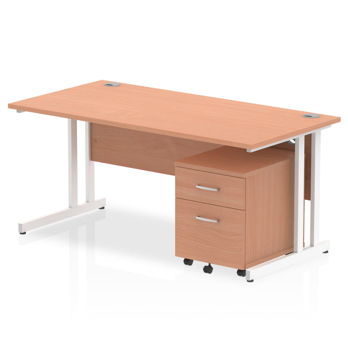 OE - Impulse 1600mm Cantilever Straight Desk With Mobile Pedestal