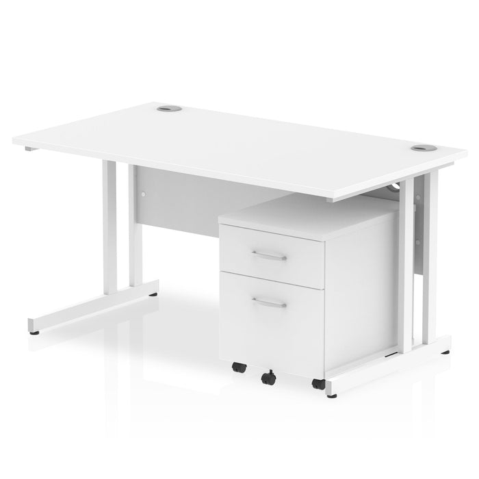 EE - Impulse 1400mm Cantilever Straight Desk With Mobile Pedestal