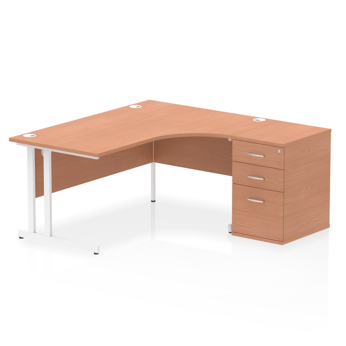 EE - Impulse Cantilever Right Crescent Desk Worksation with 600 Deep Desk High Pedestal
