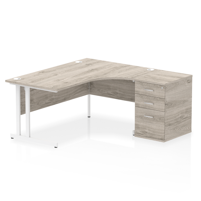EE - Impulse Cantilever Right Crescent Desk Worksation with 600 Deep Desk High Pedestal