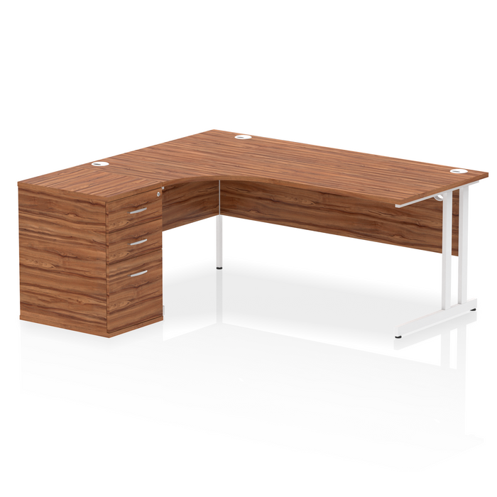 EE - Impulse Cantilever Left Crescent Desk Worksation with 600 Deep Desk High Pedestal