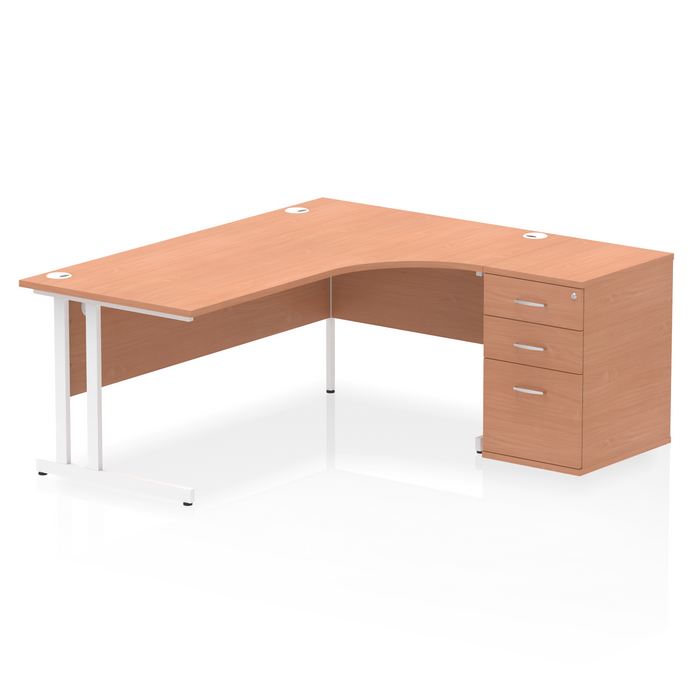EE - Impulse Cantilever Right Crescent Desk Worksation with 600 Deep Desk High Pedestal