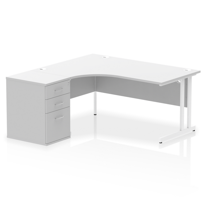 EE - Impulse Cantilever Left Crescent Desk Worksation with 600 Deep Desk High Pedestal
