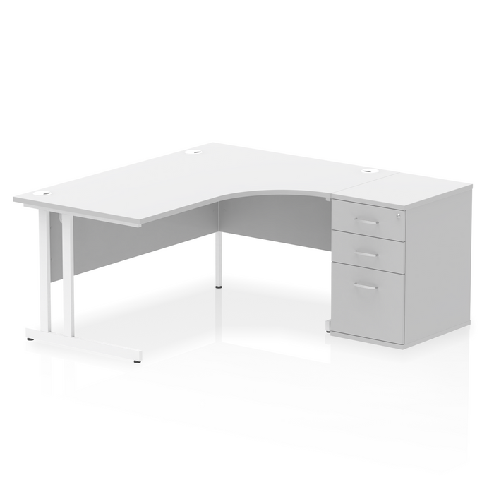 EE - Impulse Cantilever Right Crescent Desk Worksation with 600 Deep Desk High Pedestal