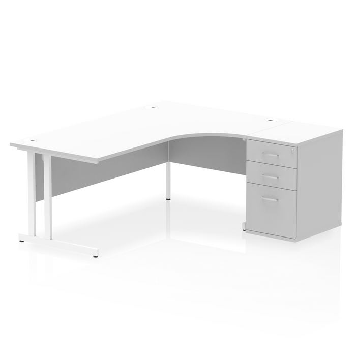 EE - Impulse Cantilever Right Crescent Desk Worksation with 600 Deep Desk High Pedestal