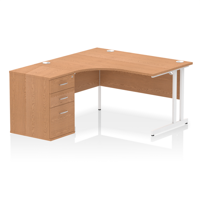 EE - Impulse Cantilever Left Crescent Desk Worksation with 600 Deep Desk High Pedestal