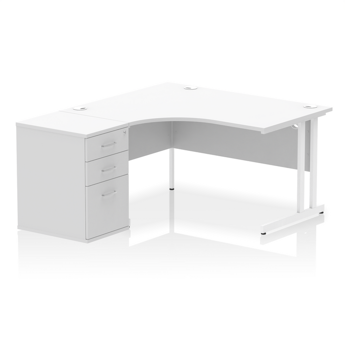 EE - Impulse Cantilever Left Crescent Desk Worksation with 600 Deep Desk High Pedestal