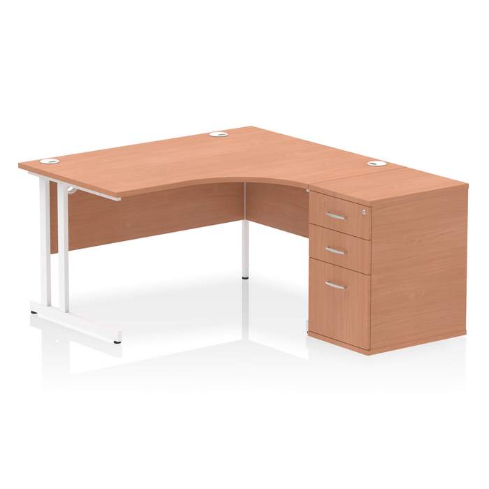 EE - Impulse Cantilever Right Crescent Desk Worksation with 600 Deep Desk High Pedestal