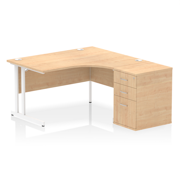 EE - Impulse Cantilever Right Crescent Desk Worksation with 600 Deep Desk High Pedestal