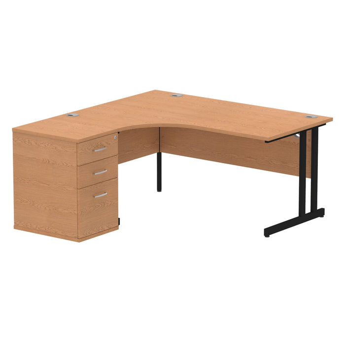 EE - Impulse Cantilever Left Crescent Desk Worksation with 600 Deep Desk High Pedestal