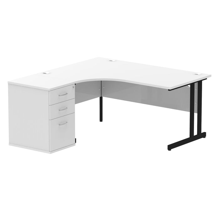 EE - Impulse Cantilever Left Crescent Desk Worksation with 600 Deep Desk High Pedestal