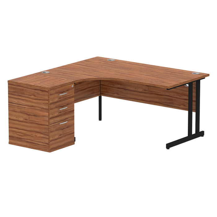 EE - Impulse Cantilever Left Crescent Desk Worksation with 600 Deep Desk High Pedestal