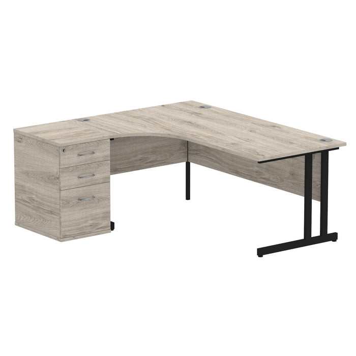 EE - Impulse Cantilever Left Crescent Desk Worksation with 600 Deep Desk High Pedestal