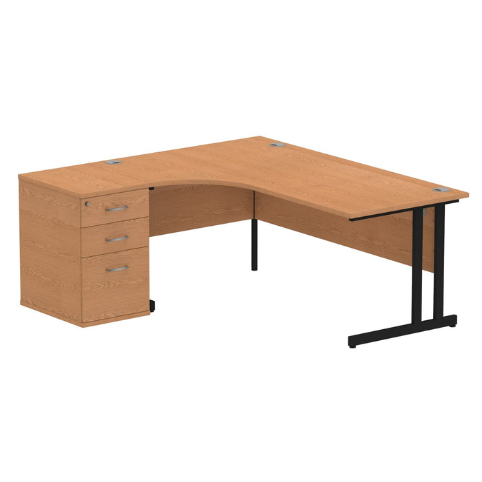 EE - Impulse Cantilever Left Crescent Desk Worksation with 600 Deep Desk High Pedestal