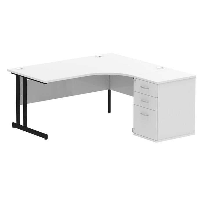 EE - Impulse Cantilever Right Crescent Desk Worksation with 600 Deep Desk High Pedestal