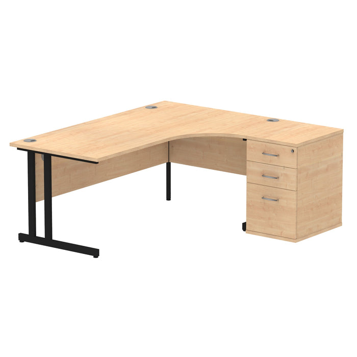 EE - Impulse Cantilever Right Crescent Desk Worksation with 600 Deep Desk High Pedestal