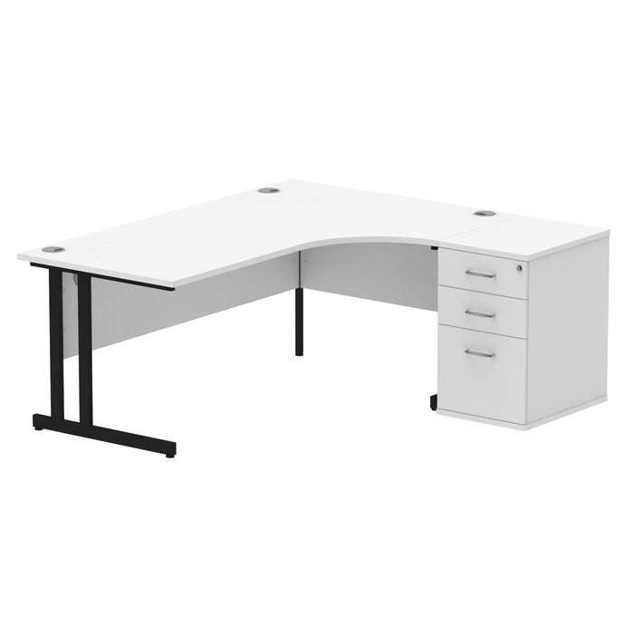 EE - Impulse Cantilever Right Crescent Desk Worksation with 600 Deep Desk High Pedestal