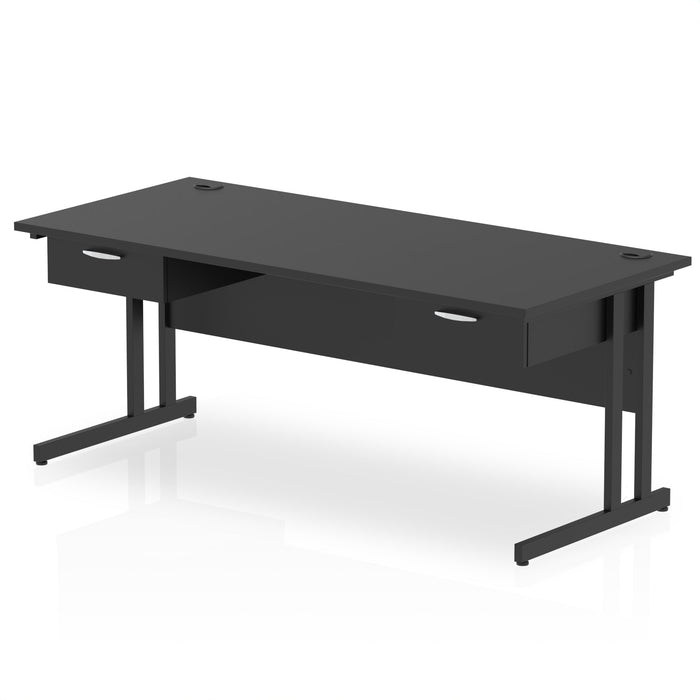 Impulse Cantilever Straight Desk Black Frame With Two One Drawer Fixed Pedestals