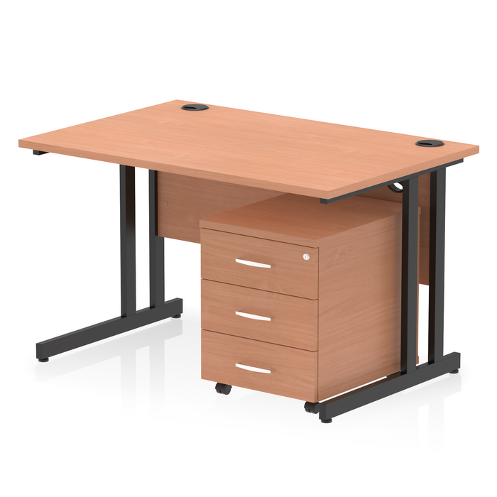 EE - Impulse 1200mm Cantilever Straight Desk With Mobile Pedestal
