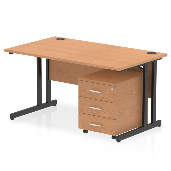 EE - Impulse 1400mm Cantilever Straight Desk With Mobile Pedestal