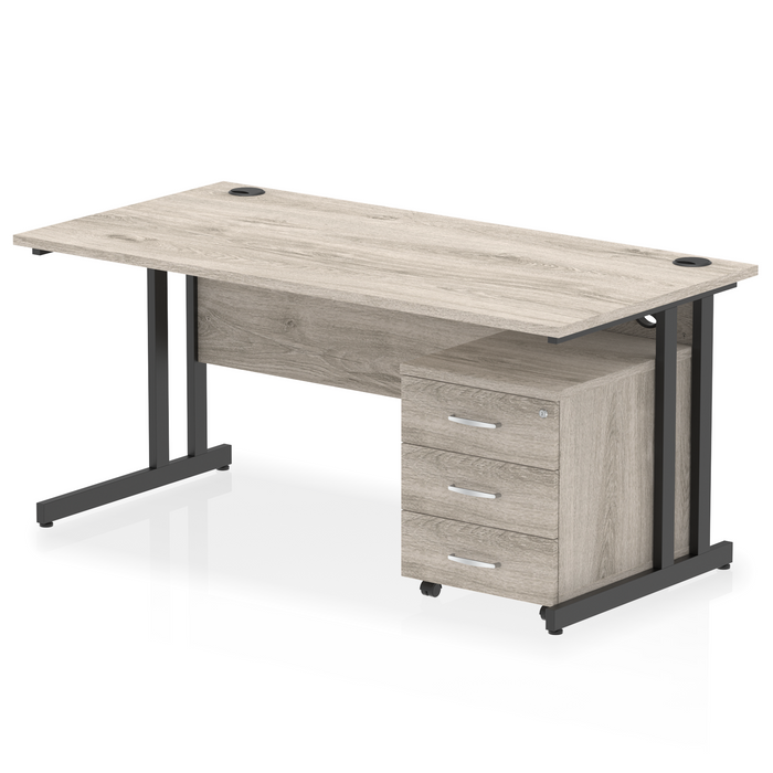 EE - Impulse 1600mm Cantilever Straight Desk With Mobile Pedestal
