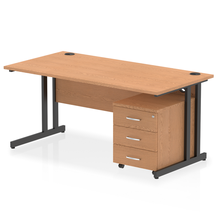 EE - Impulse 1600mm Cantilever Straight Desk With Mobile Pedestal