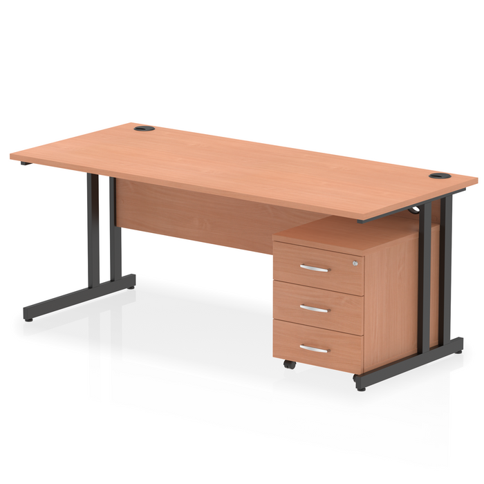 EE - Impulse 1800mm Cantilever Straight Desk With Mobile Pedestal