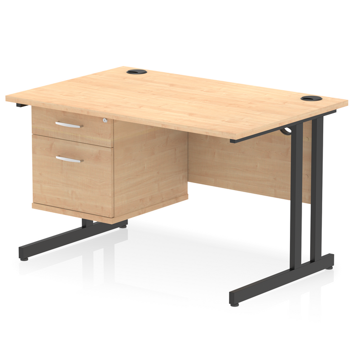OE - Impulse 1200mm Cantilever Straight Desk With Single Fixed Pedestal