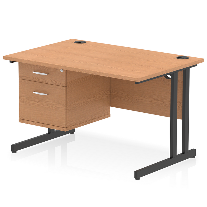 OE - Impulse 1200mm Cantilever Straight Desk With Single Fixed Pedestal