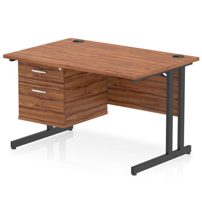 OE - Impulse 1200mm Cantilever Straight Desk With Single Fixed Pedestal