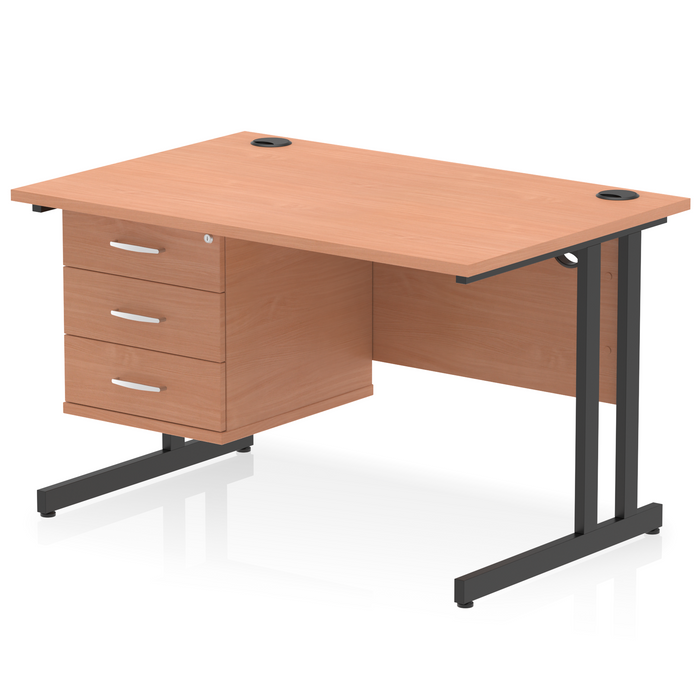 OE - Impulse 1200mm Cantilever Straight Desk With Single Fixed Pedestal