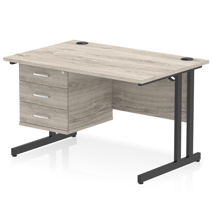 OE - Impulse 1200mm Cantilever Straight Desk With Single Fixed Pedestal