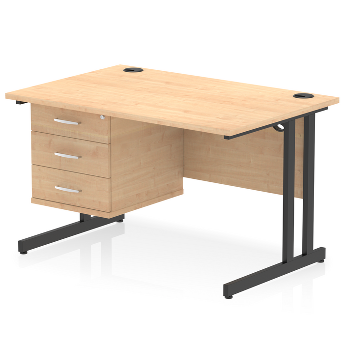 OE - Impulse 1200mm Cantilever Straight Desk With Single Fixed Pedestal