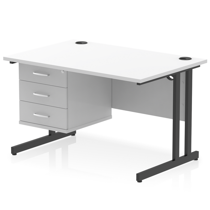 OE - Impulse 1200mm Cantilever Straight Desk With Single Fixed Pedestal