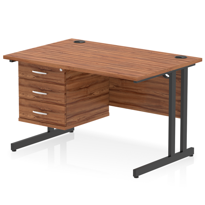 OE - Impulse 1200mm Cantilever Straight Desk With Single Fixed Pedestal