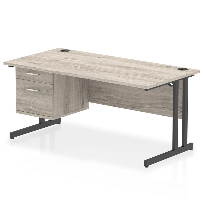 OE - Impulse 1600mm Cantilever Straight Desk With Single Fixed Pedestal