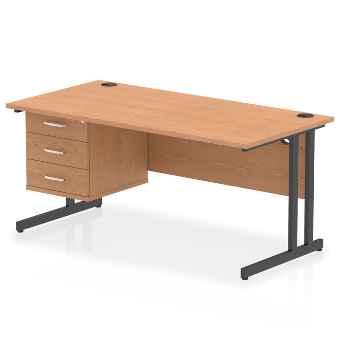 OE - Impulse 1600mm Cantilever Straight Desk With Single Fixed Pedestal