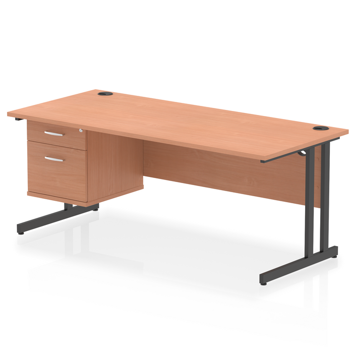OE - Impulse 1800mm Cantilever Straight Desk With Single Fixed Pedestal