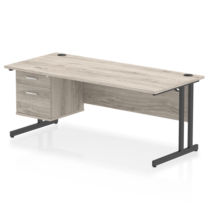 OE - Impulse 1800mm Cantilever Straight Desk With Single Fixed Pedestal