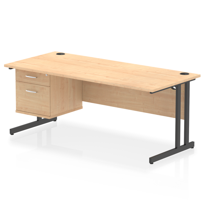 OE - Impulse 1800mm Cantilever Straight Desk With Single Fixed Pedestal