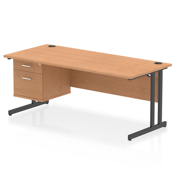 OE - Impulse 1800mm Cantilever Straight Desk With Single Fixed Pedestal